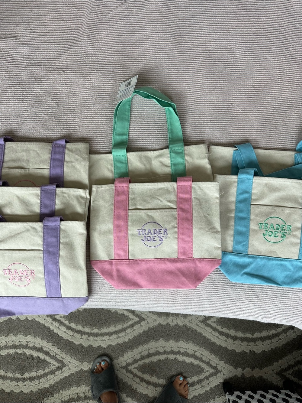 Trader Joe's Pastel Pink Trim Canvas Tote